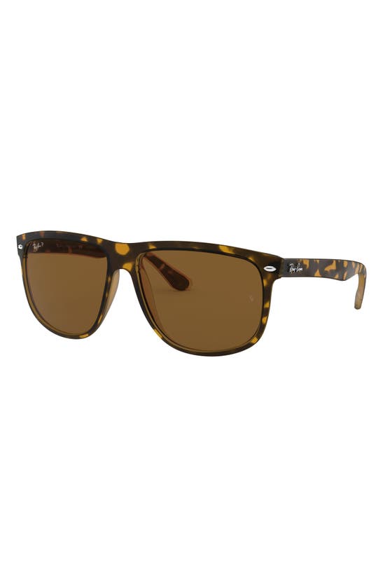 Shop Ray Ban Ray-ban Highstreet 60mm Polarized Flat Top Sunglasses In Light Havana Polarized