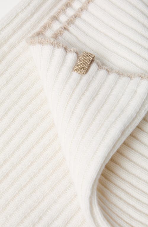 Shop Brunello Cucinelli Knit Neck Warmer With Monili In White