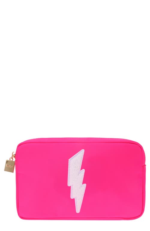Medium Lightening Bolt Cosmetics Bag in Hot Pink