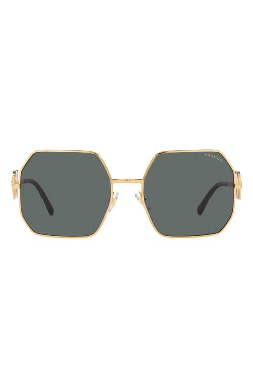 Versace 58mm Polarized Irregular Square Sunglasses in Gold at Nordstrom