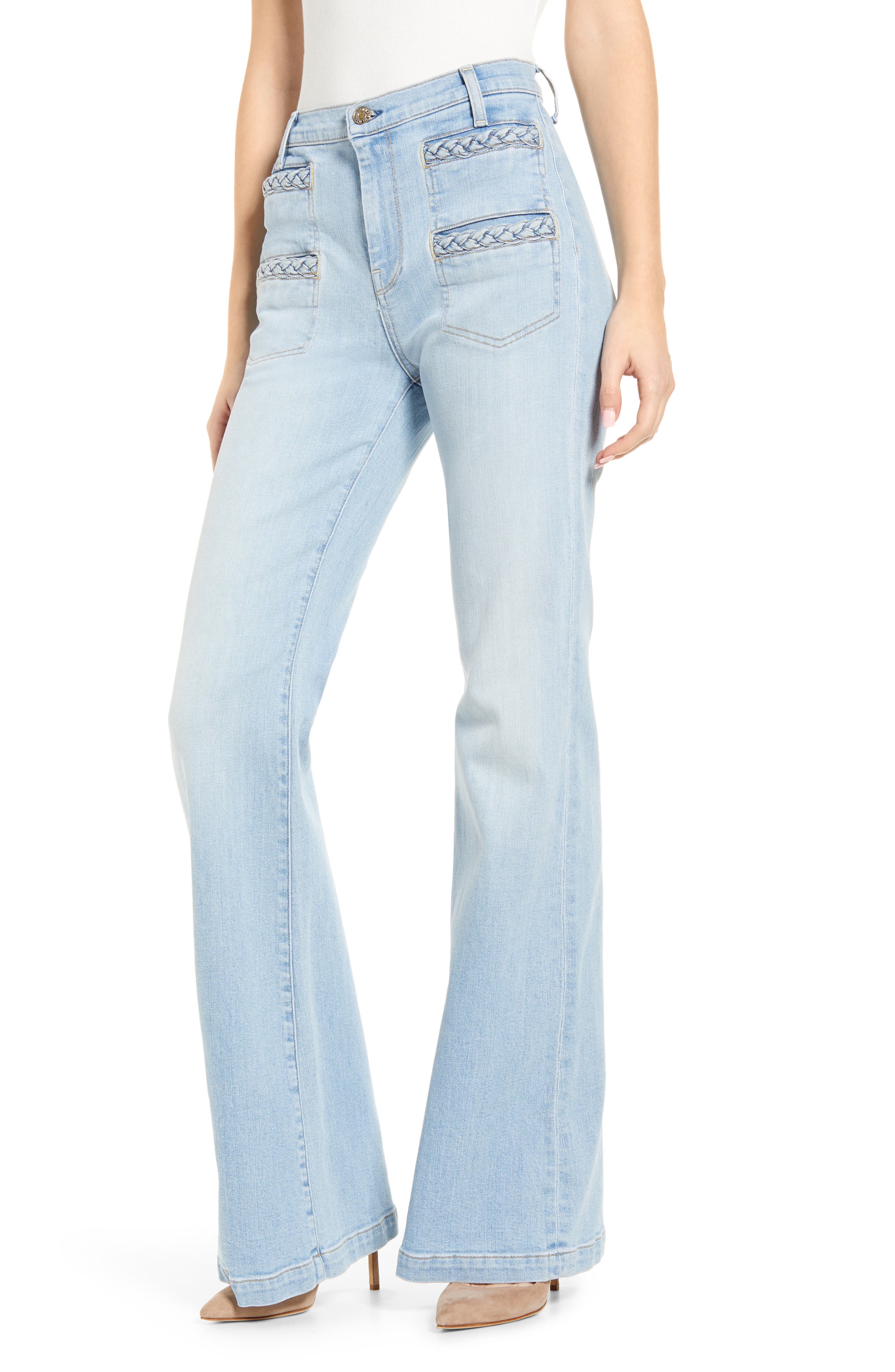 Women's 7 For All Mankind Georgia Braided Welt High Waist Flare Jeans Women's 7 For All Mankind Georgia Braided Welt High Waist Flare Jeans