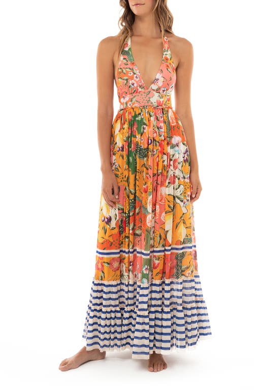 Ashley Plunge Cover-Up Maxi Sundress in Multicolor