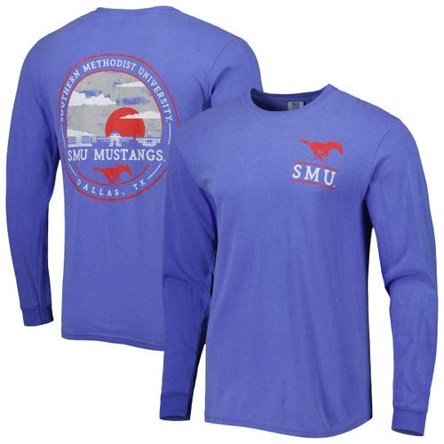 IMAGE ONE Men's Royal SMU Mustangs Circle Campus Scene Long Sleeve T-Shirt