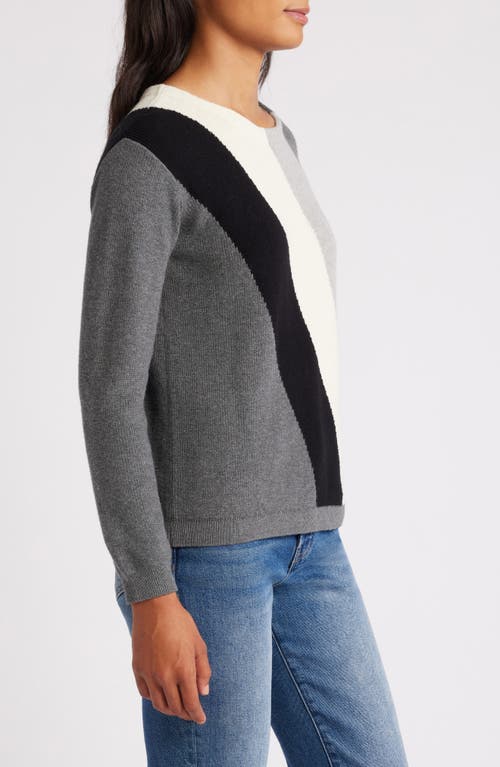 Shop Hatley Devon Stripe Cotton & Cashmere Sweater In Grey