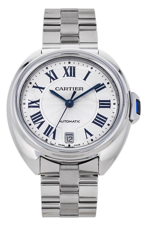 Shop Watchfinder & Co. Cartier  2019 Cle De Cartier Automatic Bracelet Watch, 35mm<br /> In Silver