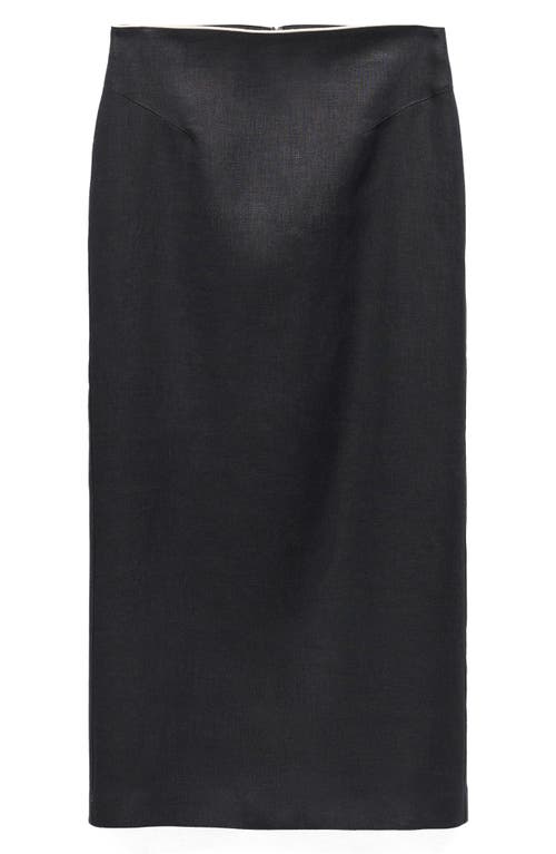 MANGO Back Slit Linen Skirt in Black at Nordstrom, Size X-Large