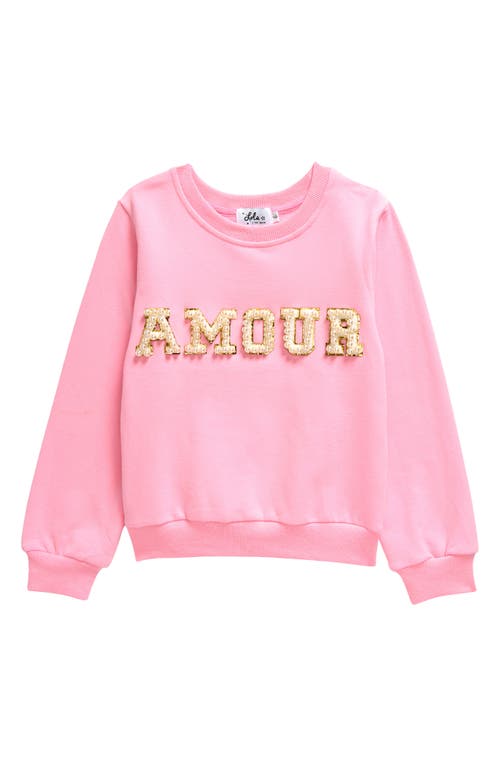 Lola & the Boys Kids' Amour Faux Pearl Embellished Sweatshirt in Pink 