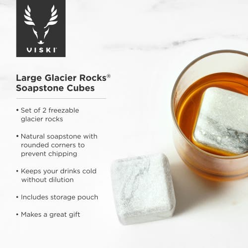 Viski Glacier Rocks Large Soapstone Cubes Set Of 2 In Grey
