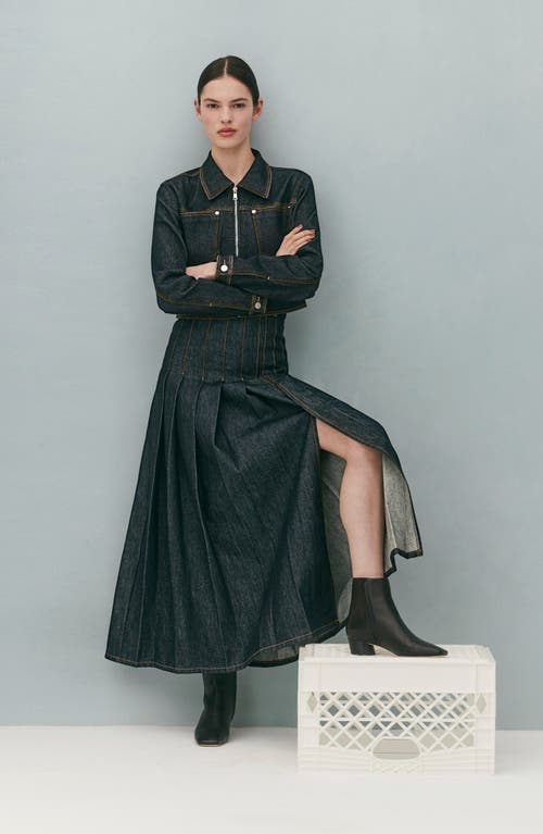 TOPSHOP TOPSHOP PLEATED DENIM MAXI SKIRT