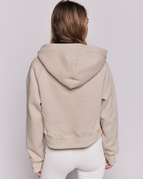 Rebody Active Effortless Fleece Half Zip Hoodie In Sand