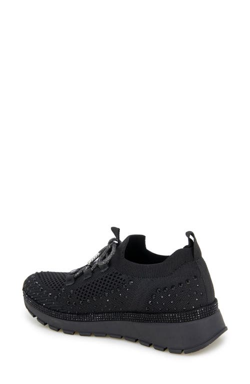 Reaction Kenneth Cole Kacey Rhinestone Knit Sneaker In Black Knit