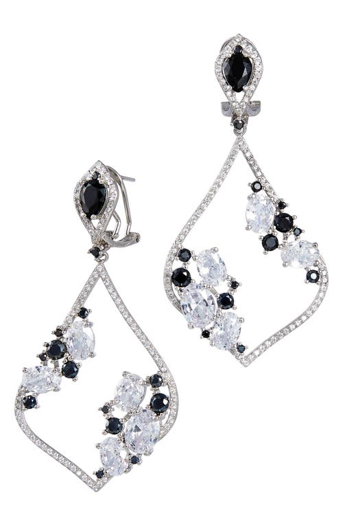 Cubic Zirconia Statement Drop Earrings in Black