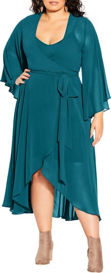 City Chic Fleetwood Long Sleeve Wrap Maxi Dress | Nordstrom