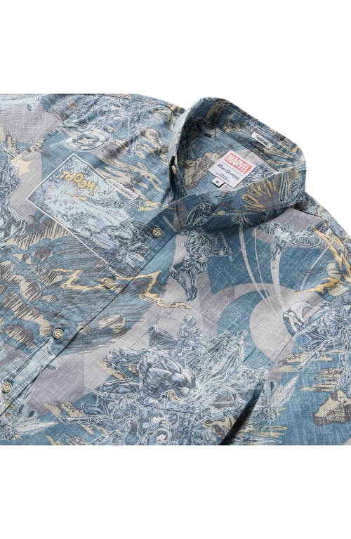 Shop Reyn Spooner Avengers Tailored Fit Short Sleeve Button-down Pullover Shirt In Slate/blue