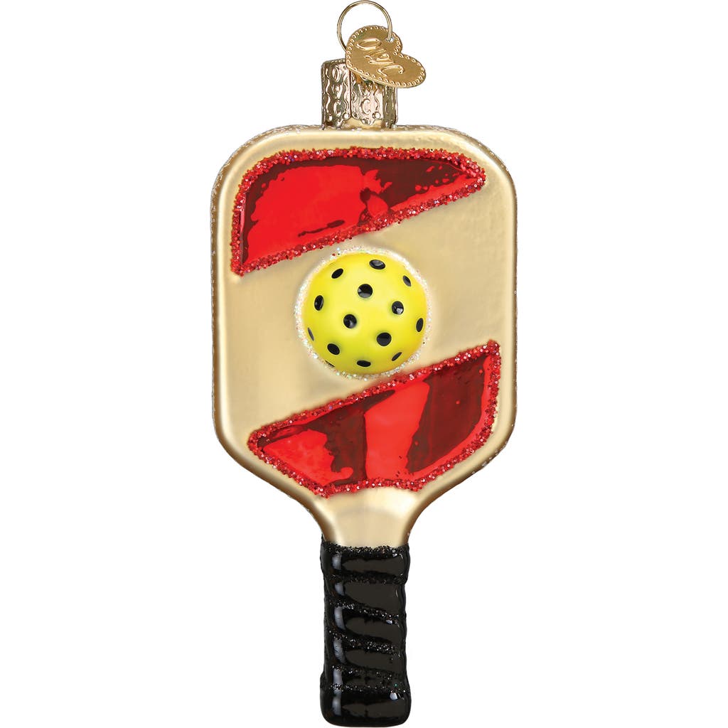 Old World Christmas Pickleball Paddle Glass Ornament In Red/tan/yellow