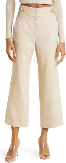Veronica Beard Aubrie Flare Crop Linen Blend Pants | Nordstrom