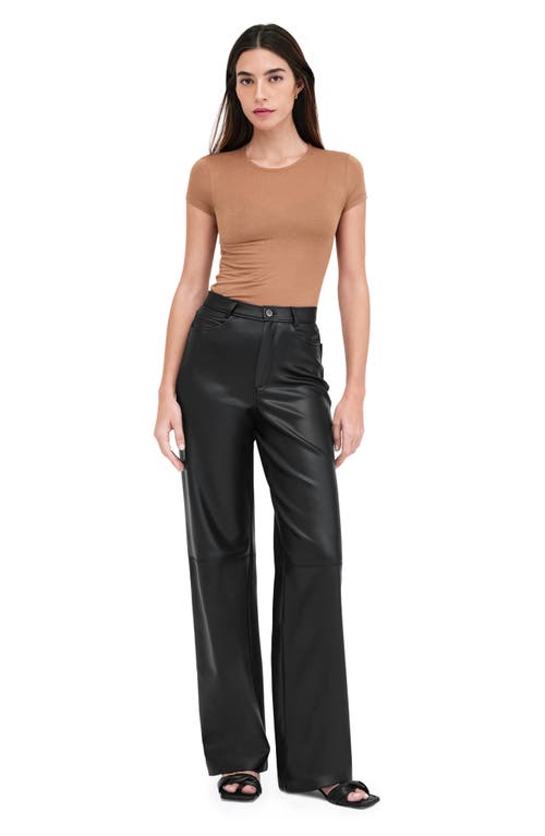 Marcella Julien High Waist Faux Leather Wide Leg Pants In Black