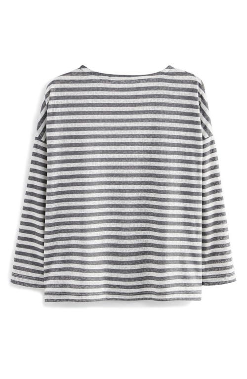 Shop Allsaints Sm By  Kids' Stripe Embroidered Oversize Long Sleeve T-shirt In White