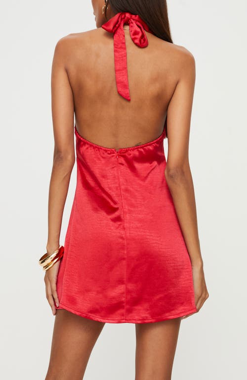 Shop Princess Polly Lanier Satin Halter Minidress In Red