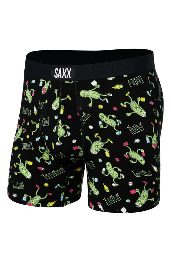 Shop Saxx Ultra Super Soft Relaxed Fit Boxer Briefs In Pickleball- Black