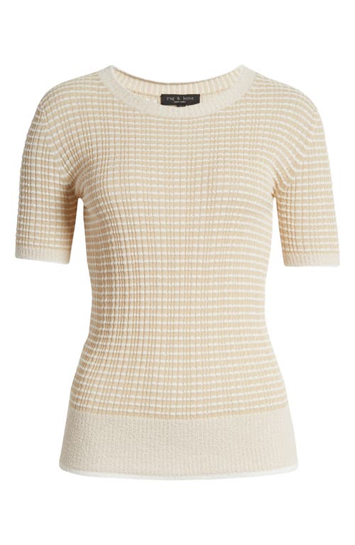 Shop Rag & Bone Kilee Stripe Short Sleeve Sweater In Taupe