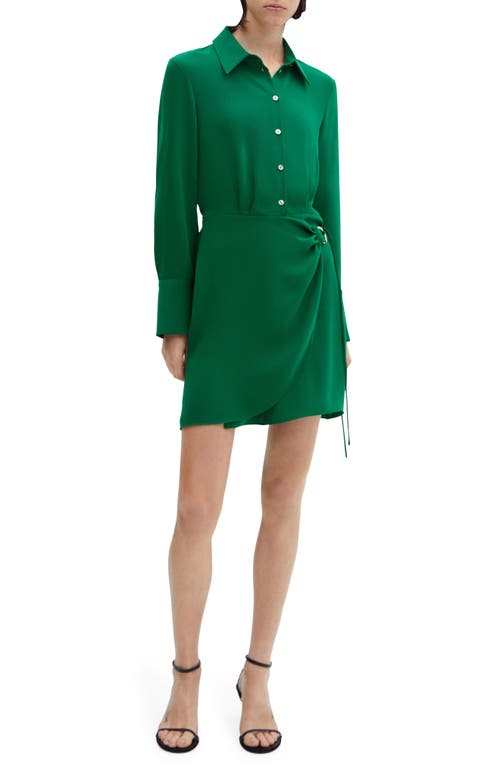 MANGO Wrap Skirt Long Sleeve Shirtdress in Green at Nordstrom, Size 2