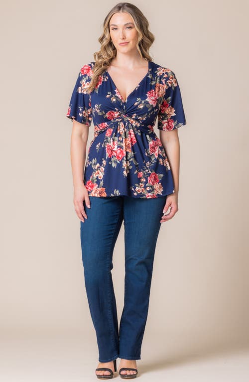 Shop Kiyonna Abby Twist Front Top In Coming Up Roses