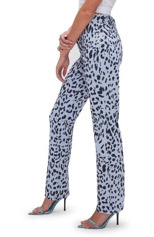 Shop Good American Good Icon High Waist Straight Leg Jeans In Mineral Glass Leopad001