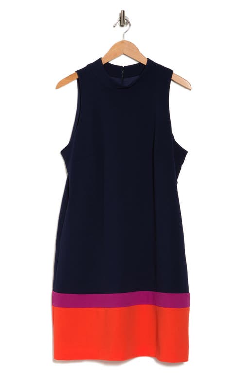 Shop Tahari Asl Colorblock Sleeveless Minidress In Navy/flame/wild Berry