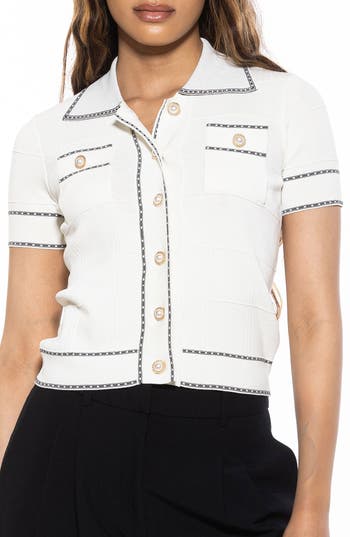 Alexia Admor Women's Arya Short Sleeve Knit Cardigan In Ivory