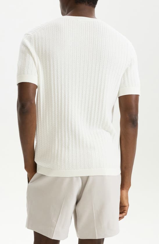 Shop Theory Cable Short Sleeve Cotton Blend Sweater In Ivory
