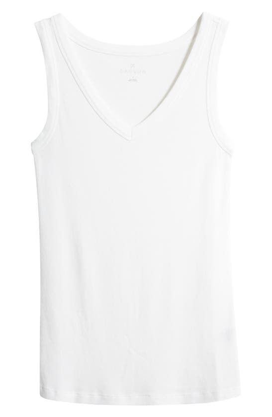 Caslon V-neck Organic Cotton Blend Tank Top In White