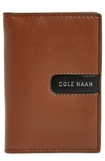 Cole Haan Colorblock Folded Card Case In Tan/brown