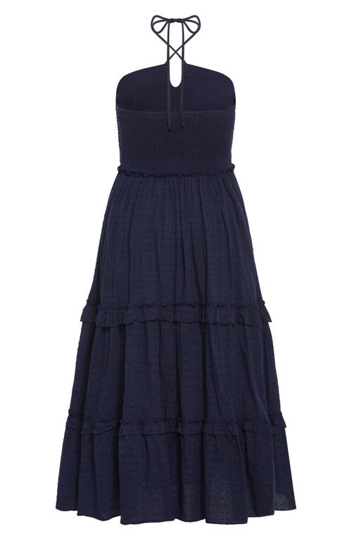 Shop City Chic Ivy Clip Dot Tiered Halter Dress In Navy