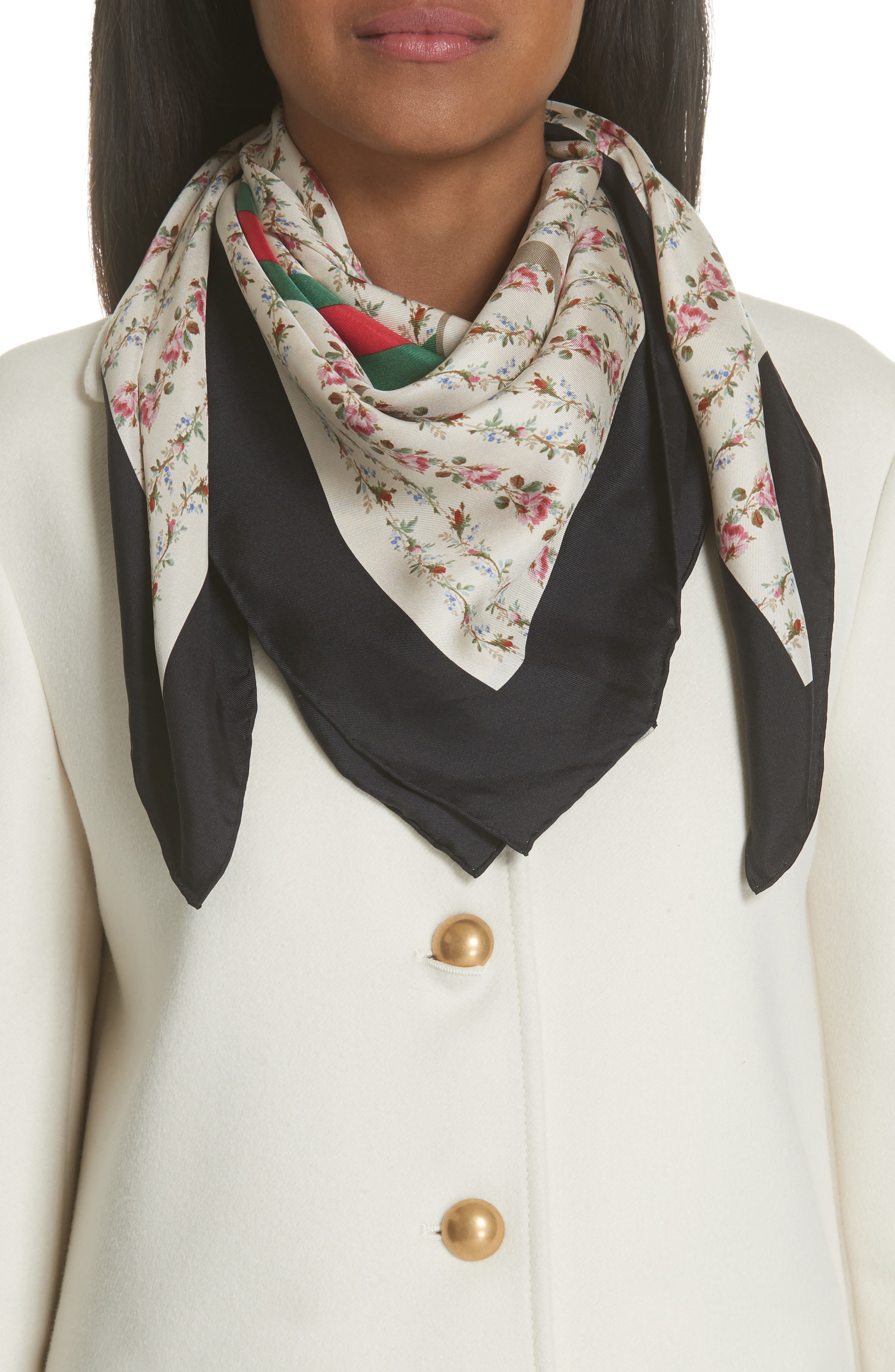 Gucci Vintage Rose Foulard Silk Scarf Nordstrom