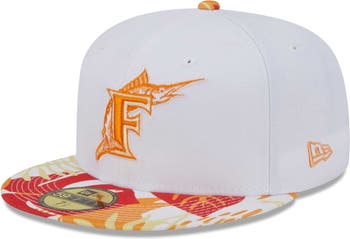 Men's New Era White/Orange Florida Marlins Cooperstown Collection Flamingo 59FIFTY Fitted Hat