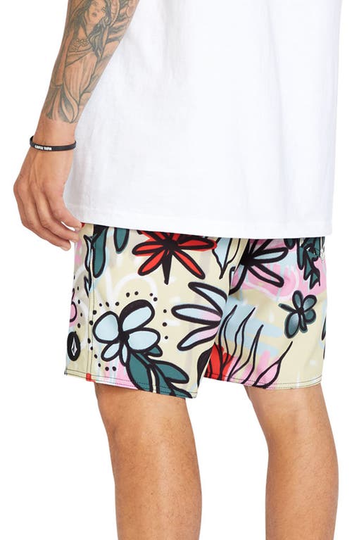 Shop Volcom Sanctorium Swim Trunks In Fog