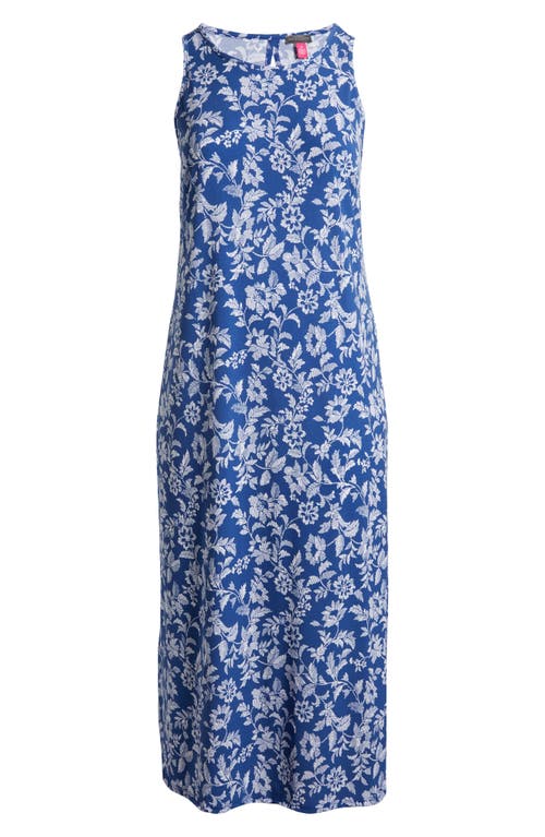 Vince Camuto Floral Sleeveless Maxi Dress In Denim Navy