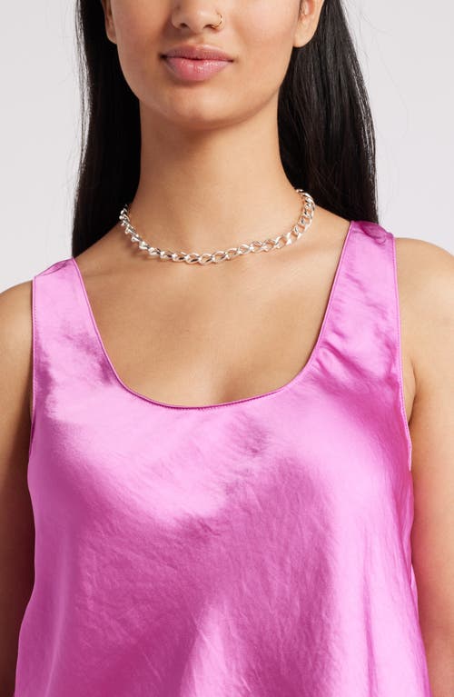 Shop Open Edit Scoop Neck Satin Tank In Pink Rosebud