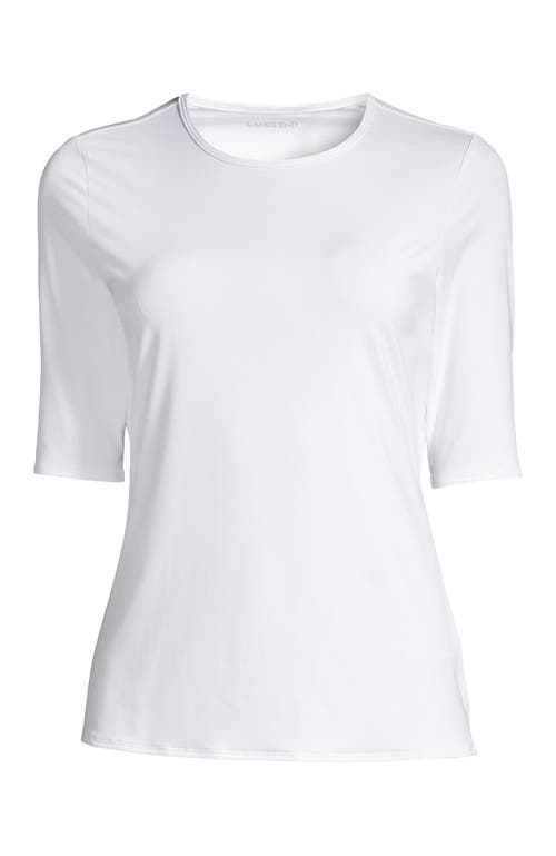Lands' End Elbow Sleeve Relaxed Upf 50 Rash Guard In White