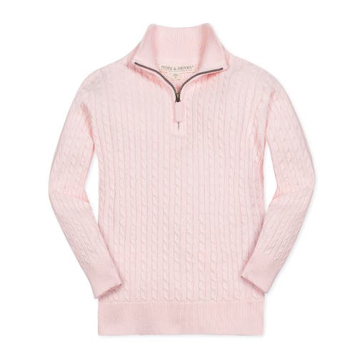 Hope & Henry Boys' Organic Long Sleeve Half Zip Cable Pullover Sweater, Infant In Pale Pink Cable