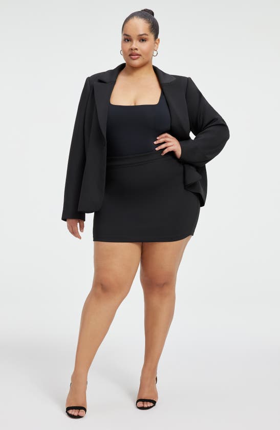 Good American Scuba Crystal Side Slit Mini Skirt In Black001