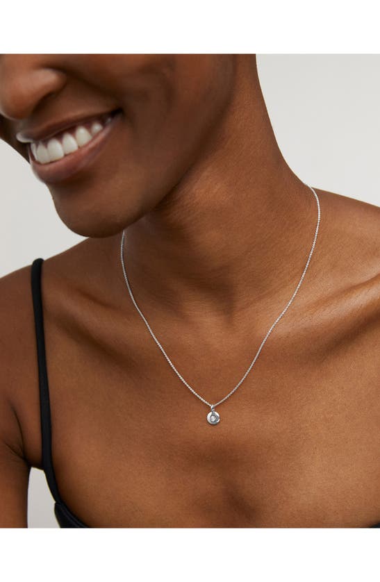 Shop Monica Vinader April Birthstone Diamond Pendant Necklace In Sterling Silver