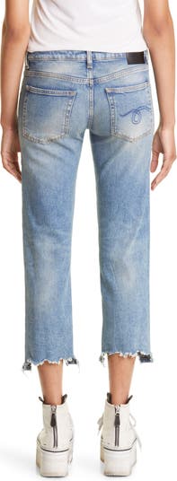 R13 Chewed Hem Crop Straight Leg Jeans Nordstrom