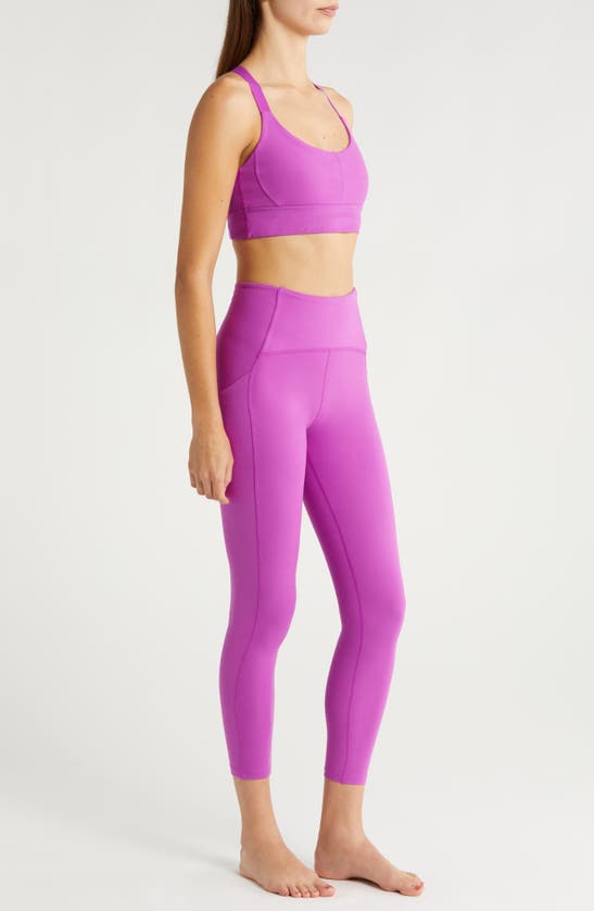 Shop Beyond Yoga Powerbeyond Strive High Waist Pocket Leggings In Violet Berry