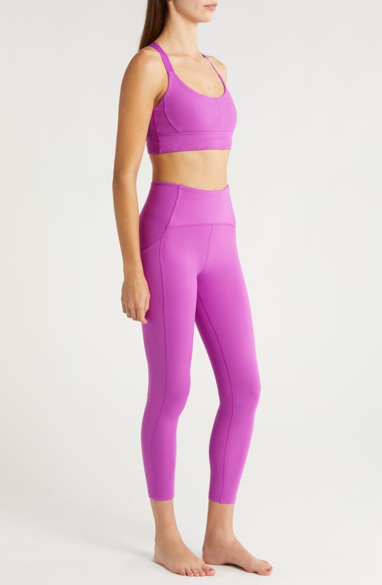 Shop Beyond Yoga Powerbeyond Strive Longline Sports Bra In Violet Berry