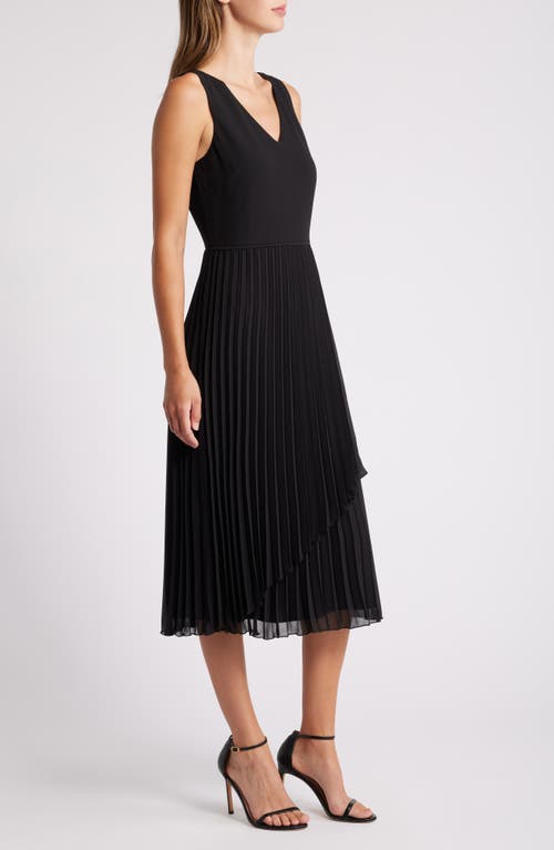 Shop Sam Edelman Plissé Faux Wrap Midi Dress In Black