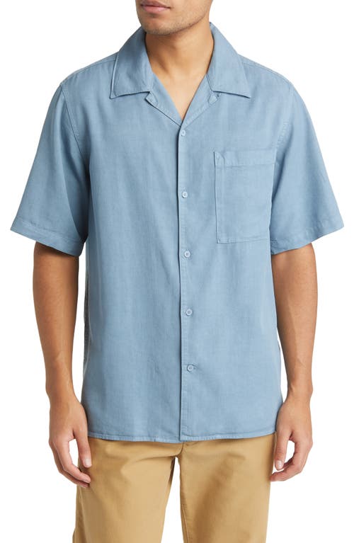 NN07 Julio 5029 Short Sleeve Lyocell & Linen Button-Up Camp Shirt Ashley Blue at Nordstrom,