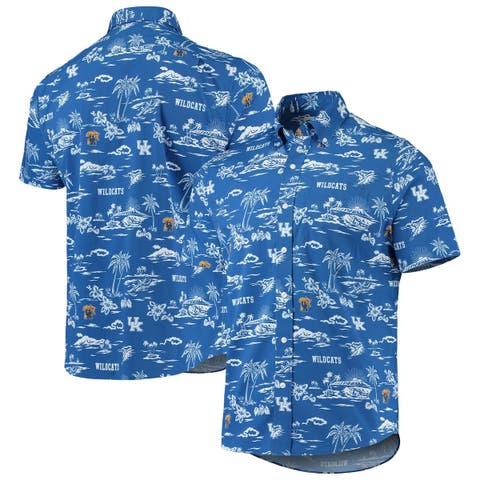 Men's Colosseum Blue Kansas Jayhawks Realtree Aspect Charter Full-Button  Fishing Shirt