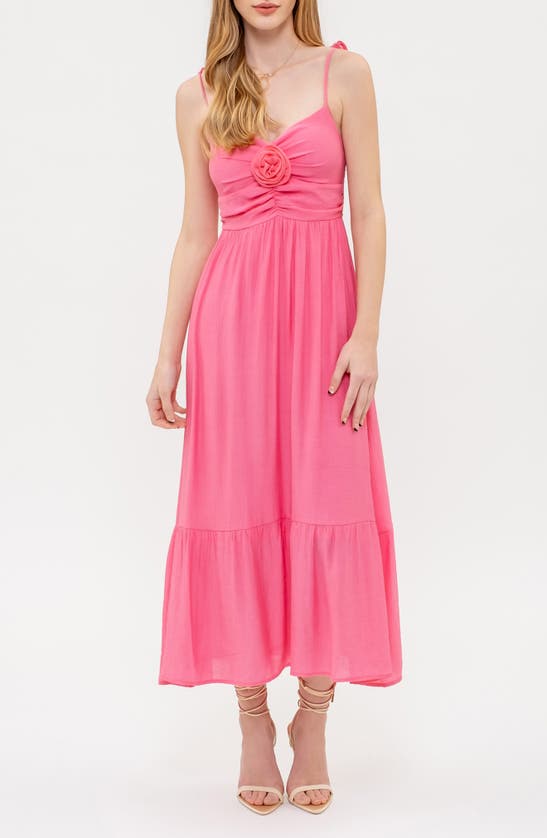 Shop Blu Pepper Rosette Tiered Sundress In Light Fuchsia